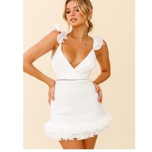 White ruffle trim dress